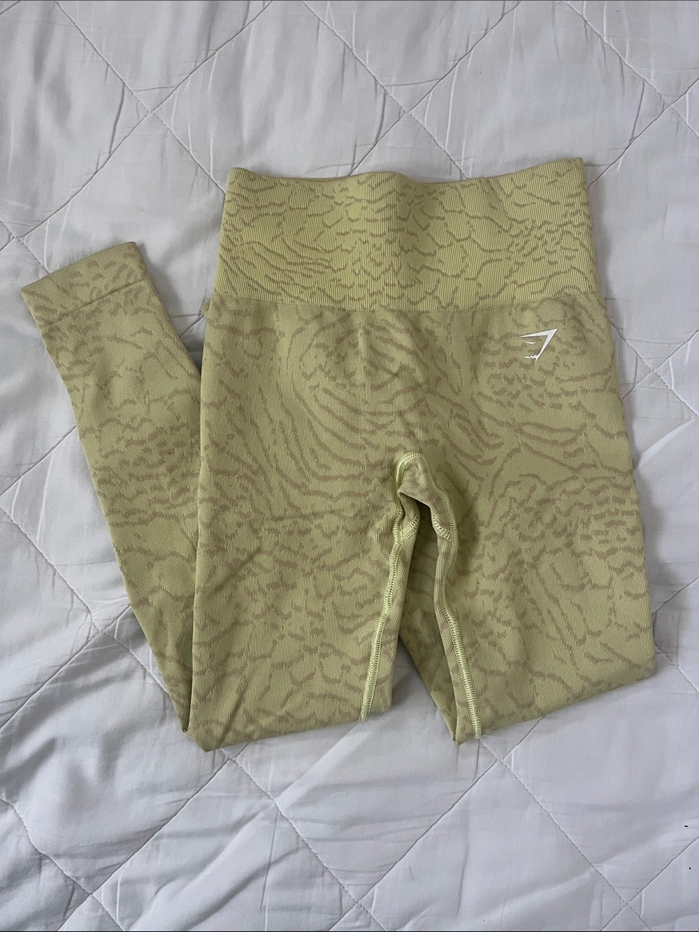 Gymshark Pale Green Patterned High-Waist Leggings